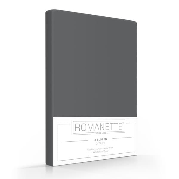 Set Romanette Kussenslopen Katoen Antraciet  60 x 70 cm