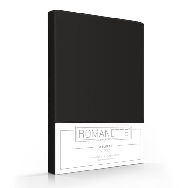 Set Romanette Kussenslopen Katoen Zwart  60 x 70 cm